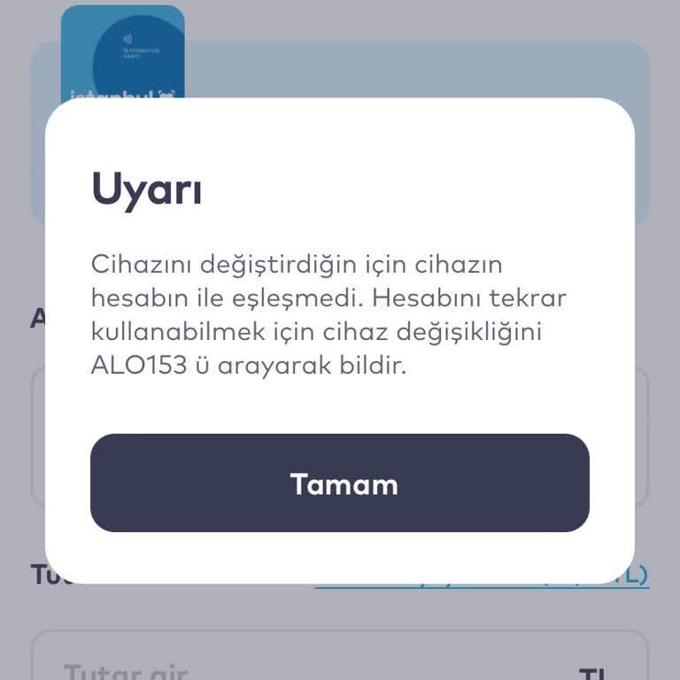 İstanbulkart Cihaz Eşleşmedi Hatası.