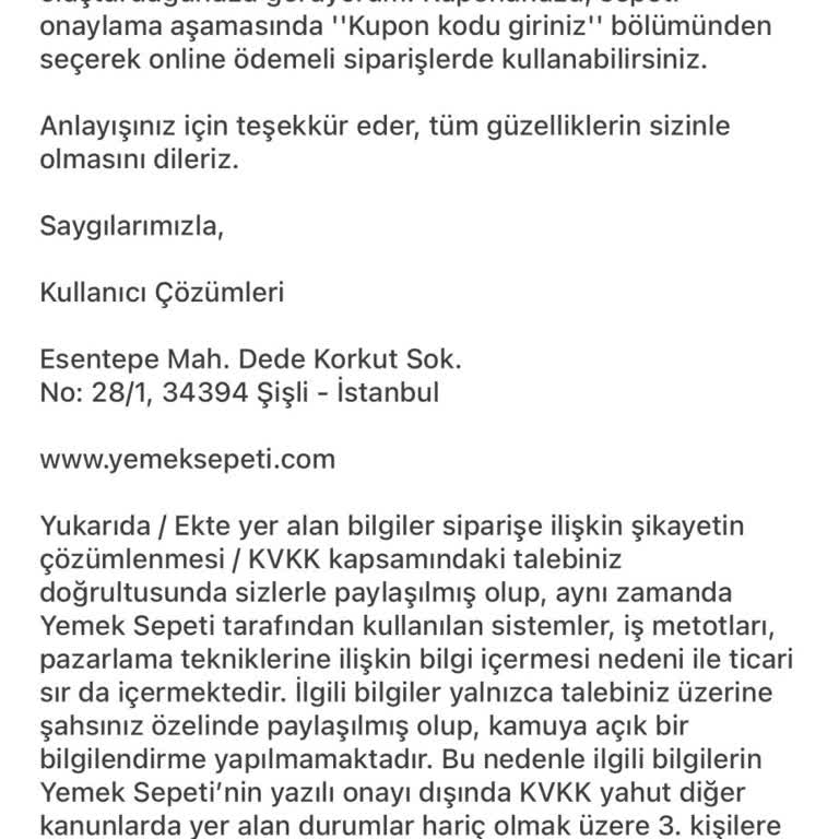 Yemeksepeti İndirim Kuponu Kullanımında Yaşanan Sorun