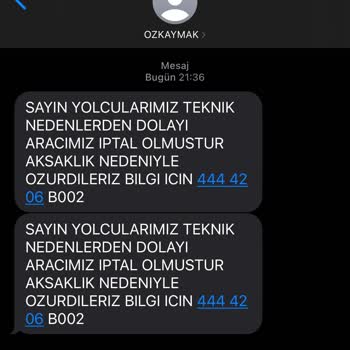 Özkaymak Turizm Otobüs Bilet İptali