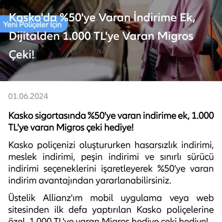 Allianz Sigorta Allianz Kasko Vaat Ettiği Migros Çeki Vermedi