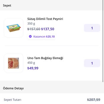 "getir" UNO Tam Buğday Ekmeği Küflü Çıktı