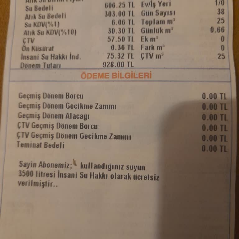 İSKİ Su Faturası
