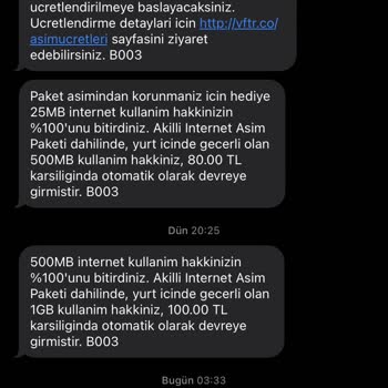 Vodafone FreeZone 100 TL Tarife Aşım Paketi