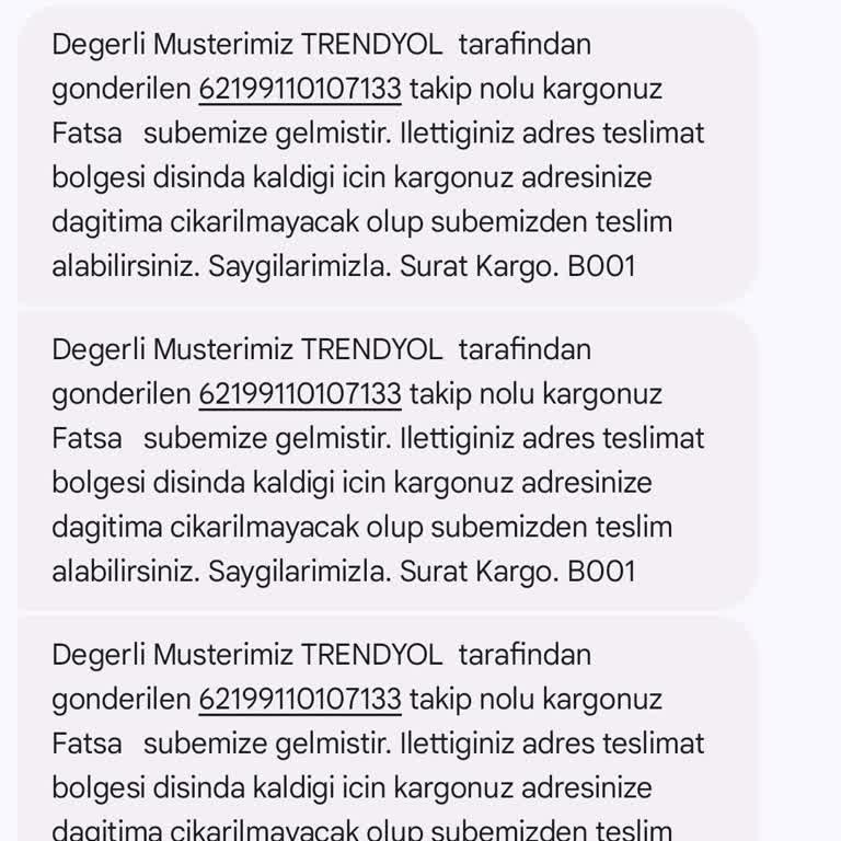 Sürat Kargo Kargoyu Adrese Getirmiyor