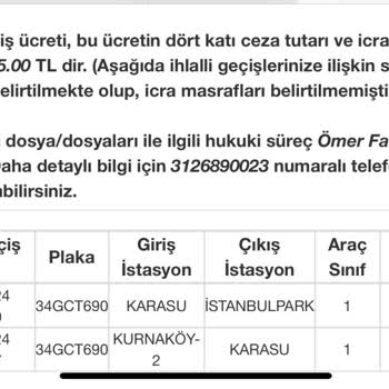 Kuzey Marmara Otoyolu (Avrupa) İhlali Geçiş Bildirimi