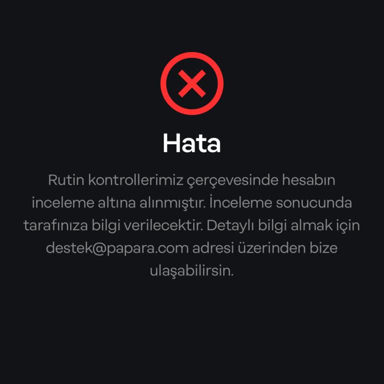 Papara Rutin Kontrol Altında İncelemeye Alındım!
