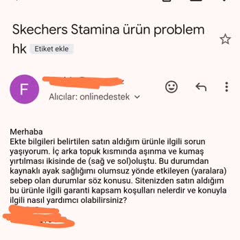 Skechers Beymen Sorunlu Ürün Müşteri Memnuniyetsizliği