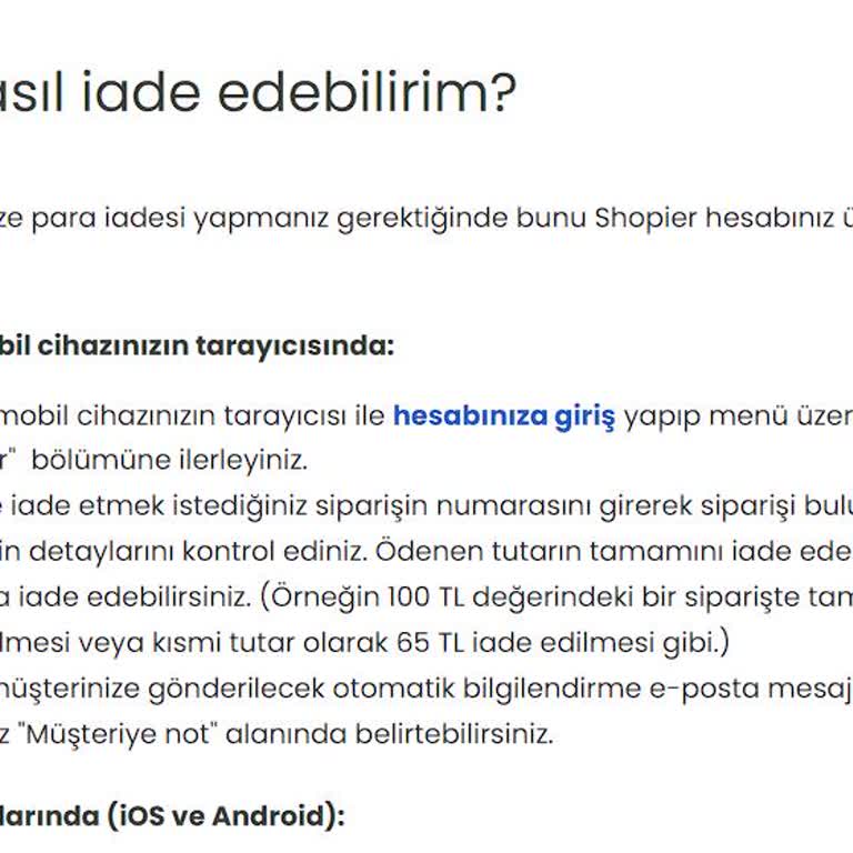 Shopier Üye Olmadan Verilen Siparişte Geri İade