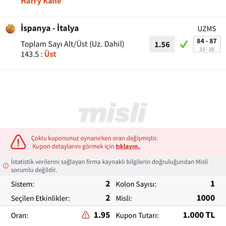 misli İddia Kupon Kazanç