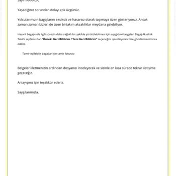 Türk Hava Yolları Hasarlı Valizimi Karşılamıyor