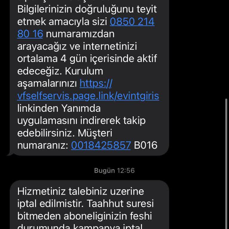 Vodafone Ev İnterneti Başvuru Mağduriyeti