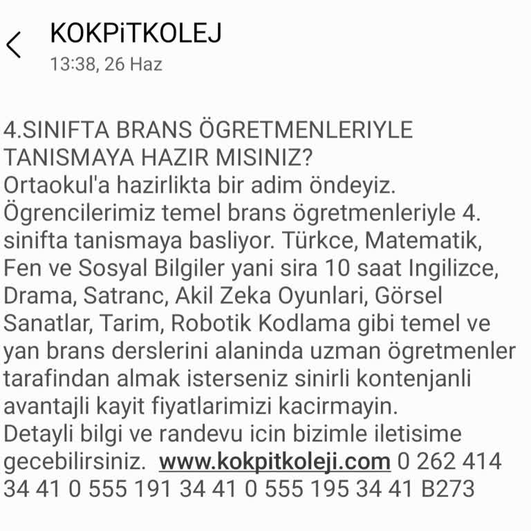 Kokpit Okulları Kokpit Koleji İle Bağlantım Olmamasına Rağmen Sürekli Mesaj Atıyor