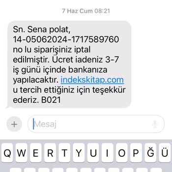 İndeks Kitap Karta Para İadesi Yapılmadı