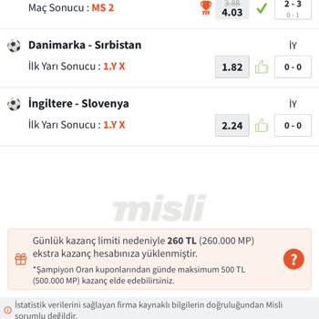 Misli Oynanmış Kuponları Değiştiriyor