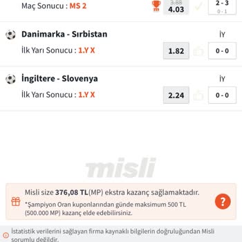 Misli Oynanmış Kuponları Değiştiriyor