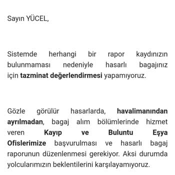 AJet Koffer beschädigt bei Ankunft in Malatya fehlender Bericht verhindert Entschädigung