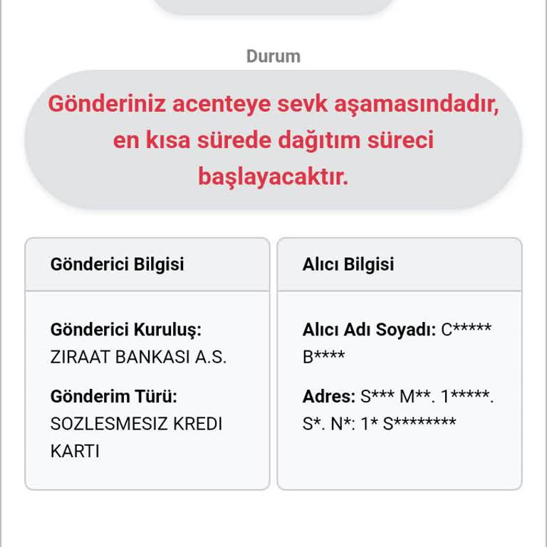 Kuryenet Ziraat Kartım Hala Gelmedi