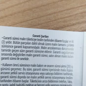 MIEKO Mieko Garanti Belgesindeki Şartlara Uymuyor