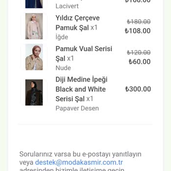 Modakaşmir Eksik Ürün Gönderdi