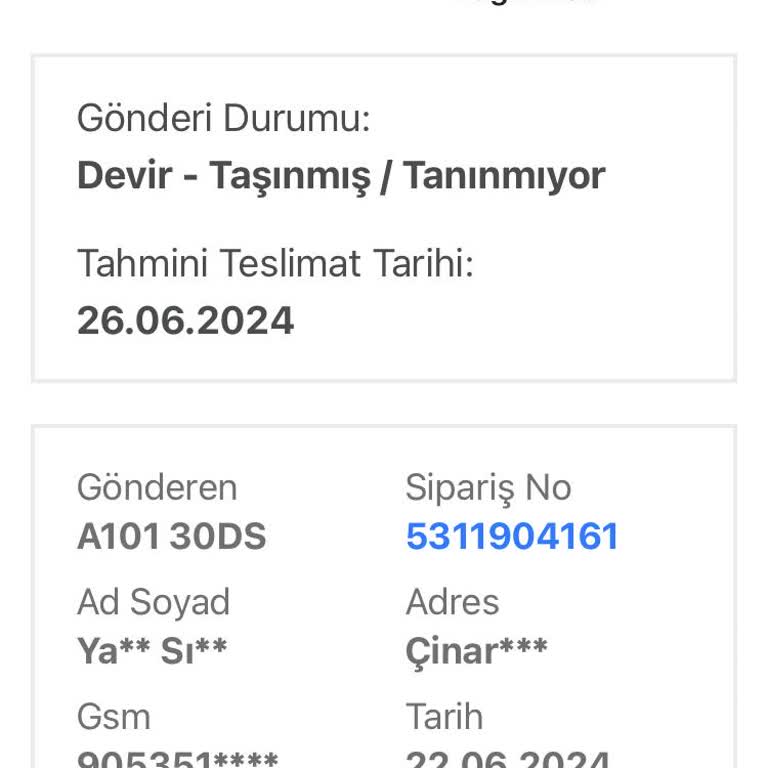 Bir Günde Kargo 5311904161 Numaralı Kargo Hk.