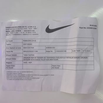 Nike Paramı İade Etmiyor