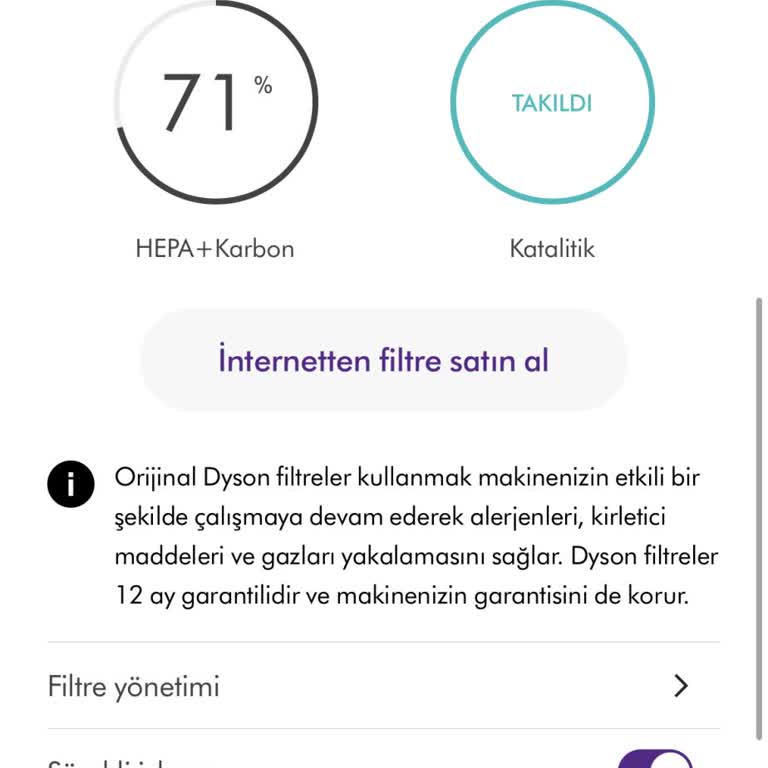 Dyson Purifier Hot+Cool Formaldehyde Filtre Sorunu