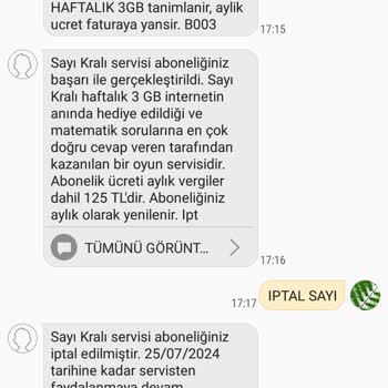 Vodafone Eksik Bilgilendirmeye İlişkin Ek Abonelik İşlemleri (Sayı Kralı) Hk.