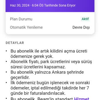 Beam Scooter Abonelik Çalışmıyor Ve Para Kesiyor.