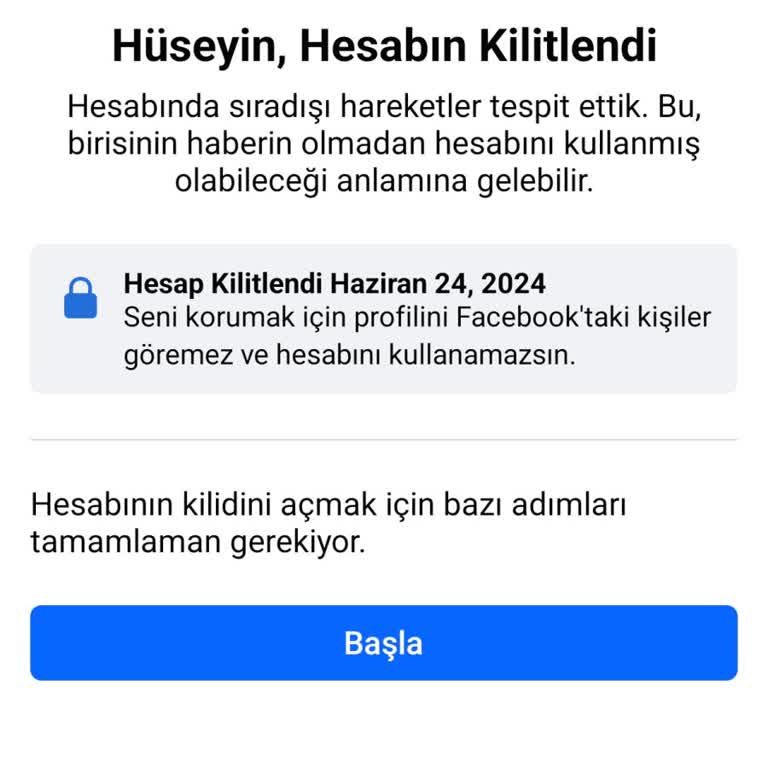 Facebook Hesabım Kilitlendi
