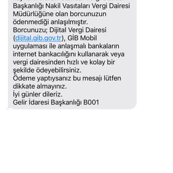 Gelir İdaresi Başkanlığı Trafik Cezası Mesajı