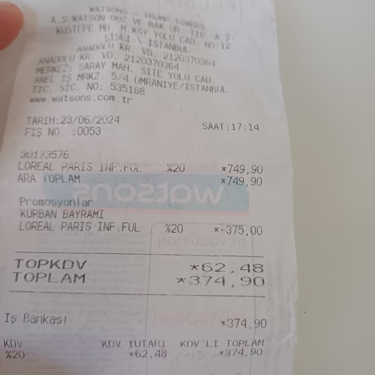 Watsons Kapatıcı Rengi Uymadı, İade Kabul Edilmiyor.