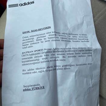 Adidas Ayakkabım Tabanı Kendiliğinden Kopmasına Rağmen Kabul Edilmedi
