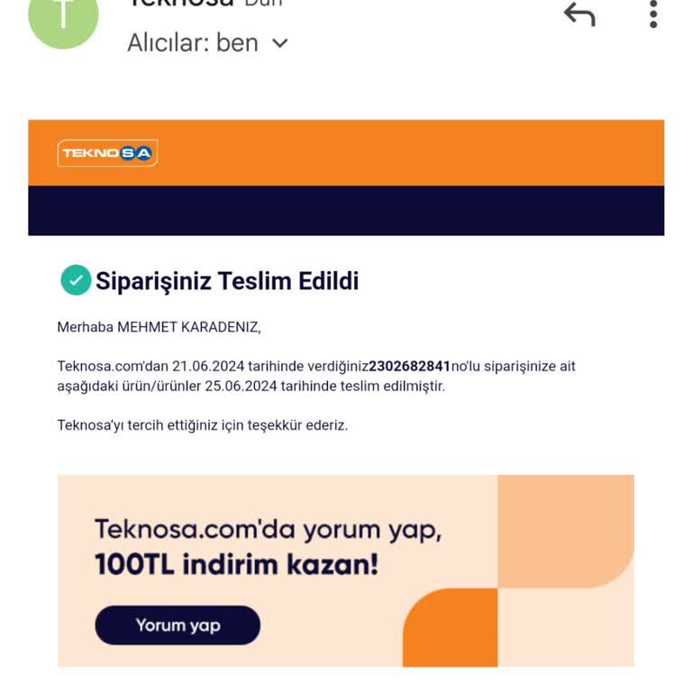 Teknosa Cep Telefonu Sesi Arızalı