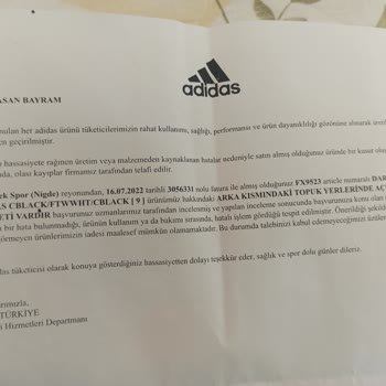 Adidas Ayakkabı Kullanıcı Hatası Dedi