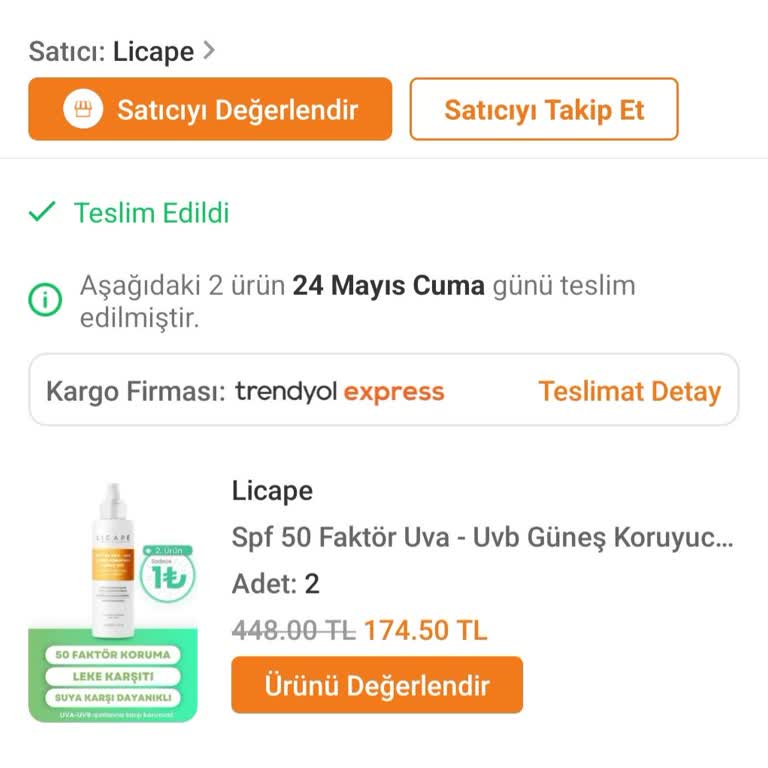 Licape Sprey Güneş Sütü