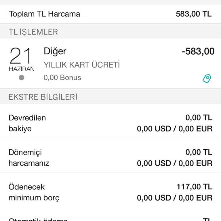Garanti BBVA Kart Aidatı Konusunda Bilgilendirilmeden Borçlandırılma