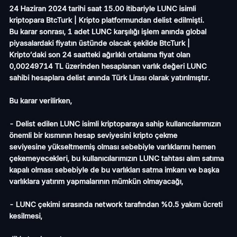 BTCTURK Delist İşlemi Hakkında Bilgilendirme Eksikliği Ve Mağduriyet