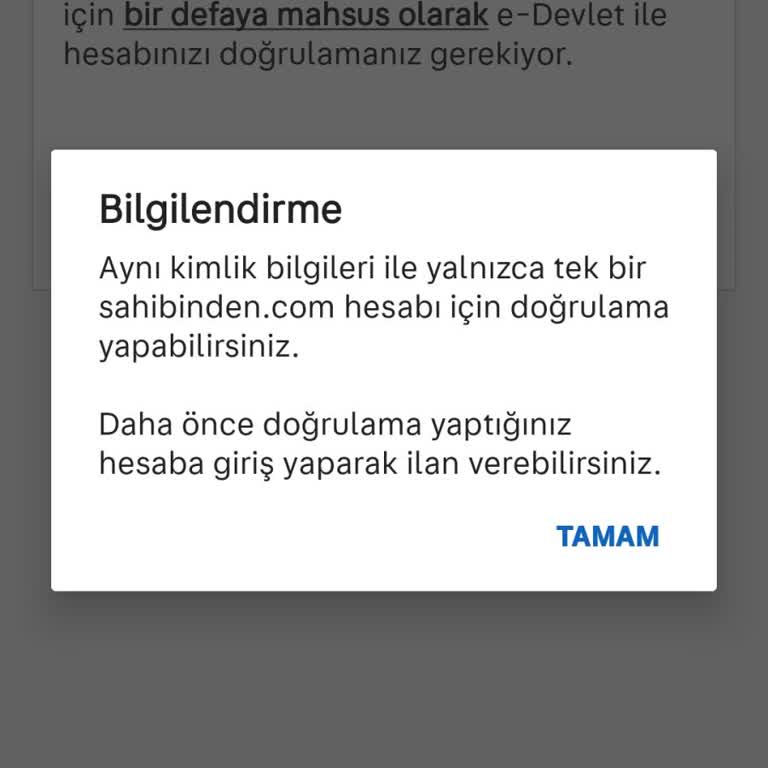 Sahibinden.com E-Devlet İle Doğrulama Yapamıyorum!