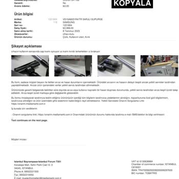 Samsung Media Markt Sigortalı Ürünü Onarmıyor Değiştirmiyor.