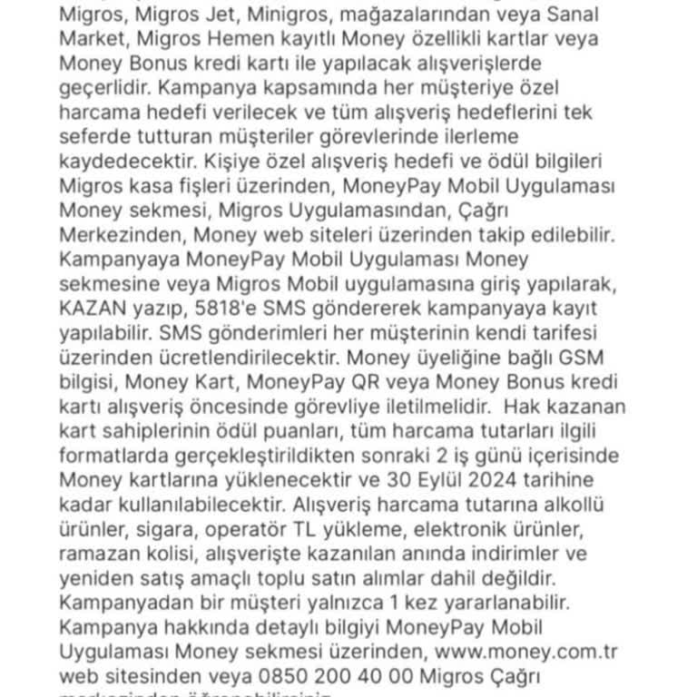 Migros Kampanyası Puan Yüklenmemesi