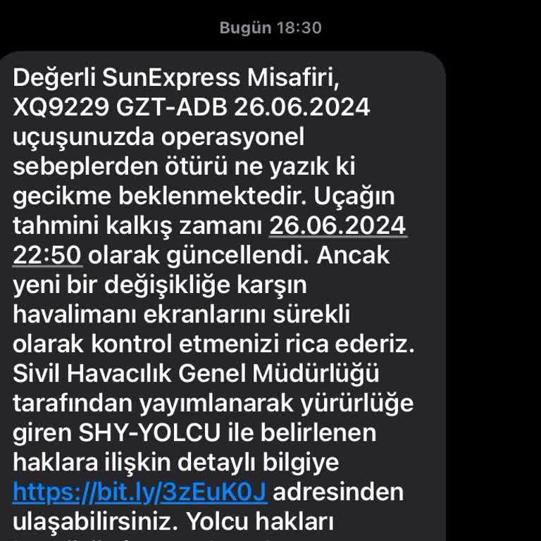 SunExpress Hava Yolları Uzun Süreli Rötar