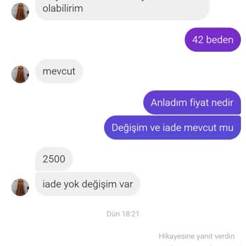 Butik_ayseen (Instagram) Butik İle İlgili Değişim Sorunu