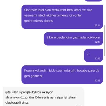 GetirYemek İptal Edildi Ve Kuponum Verilmedi