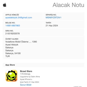 Vodafone'un Apple Story İade Talebini Faturaya Yansıtması Sorunu HKK.