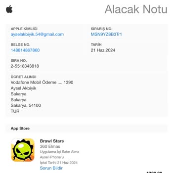 Vodafone'un Apple Story İade Talebini Faturaya Yansıtması Sorunu HKK.