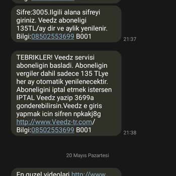 Veedz-tr.com Veedz Servisine Habersizce Üyelik Ücret İadesi Talebi