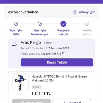 Teslim Etmeyeceği Ürünü Alan Aras Kargo