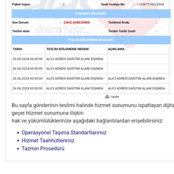 Teslim Etmeyeceği Ürünü Alan Aras Kargo