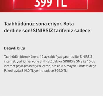 Vodafone Redlimitsiz Yeni Mega Tarife 339₺ Sistem Hatası Çile Bülbülüm Çile
