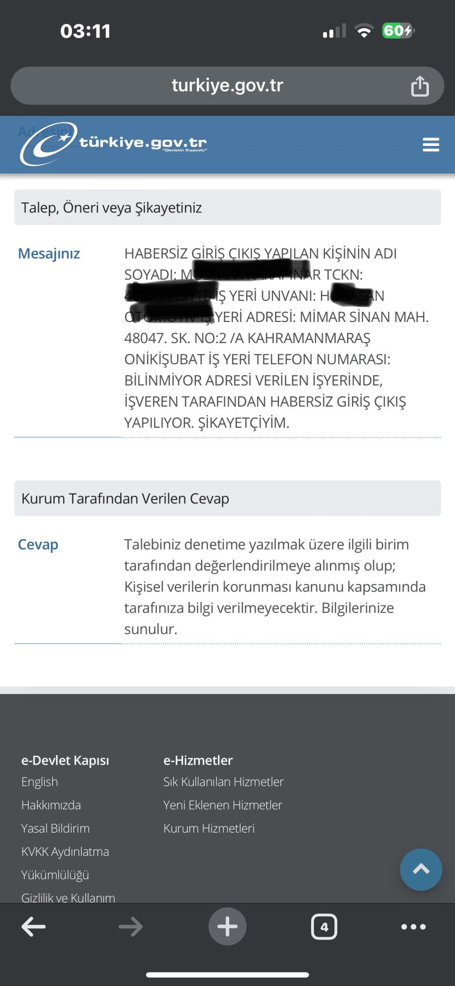 Alo 170 alma Bakanl Alo 170 alma ve Sosyal Gvenlik letiim  Merkezi ikayet Bilgisi Verilmiyor - ikayetvar